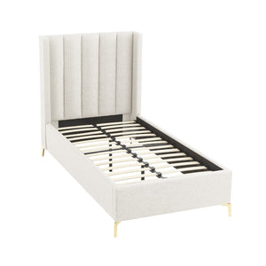 HomeRoots Beige Tufted Linen Upholstered Full Bed Frame - Stylish Modern Centerpiece with Solid Comfort & Support 544937