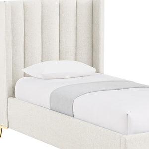 HomeRoots Beige Tufted Linen Upholstered Full Bed Frame - Stylish Modern Centerpiece with Solid Comfort & Support 544937