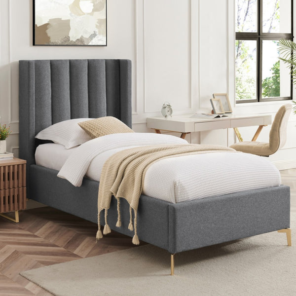 HomeRoots Gray Linen Upholstered Bed Frame - Modern Design with Sturdy Eucalyptus Wood, Perfect for Cozy Bedrooms Full 544938