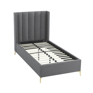 HomeRoots Gray Linen Upholstered Bed Frame - Modern Design with Sturdy Eucalyptus Wood, Perfect for Cozy Bedrooms Full 544938