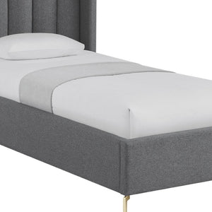 HomeRoots Gray Linen Upholstered Bed Frame - Modern Design with Sturdy Eucalyptus Wood, Perfect for Cozy Bedrooms Full 544938