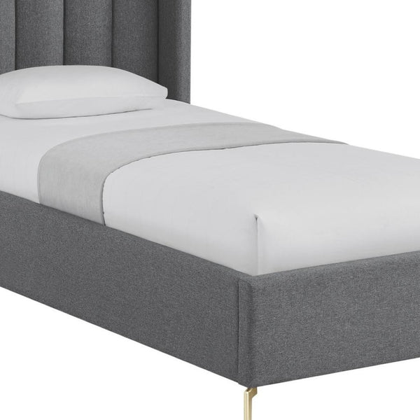 HomeRoots Gray Linen Upholstered Bed Frame - Modern Design with Sturdy Eucalyptus Wood, Perfect for Cozy Bedrooms Full 544938