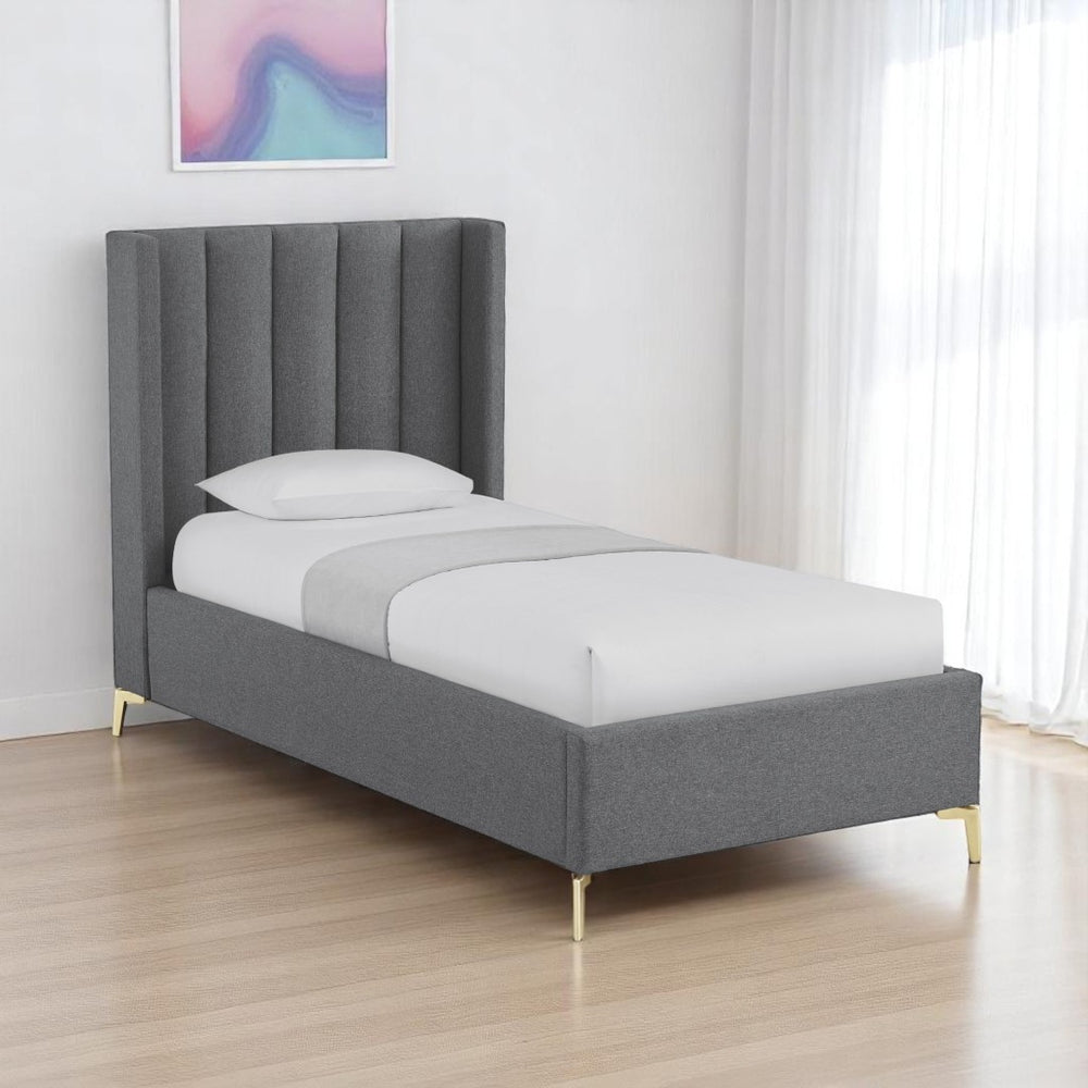 HomeRoots Gray Linen Upholstered Bed Frame - Modern Design with Sturdy Eucalyptus Wood, Perfect for Cozy Bedrooms Full 544938