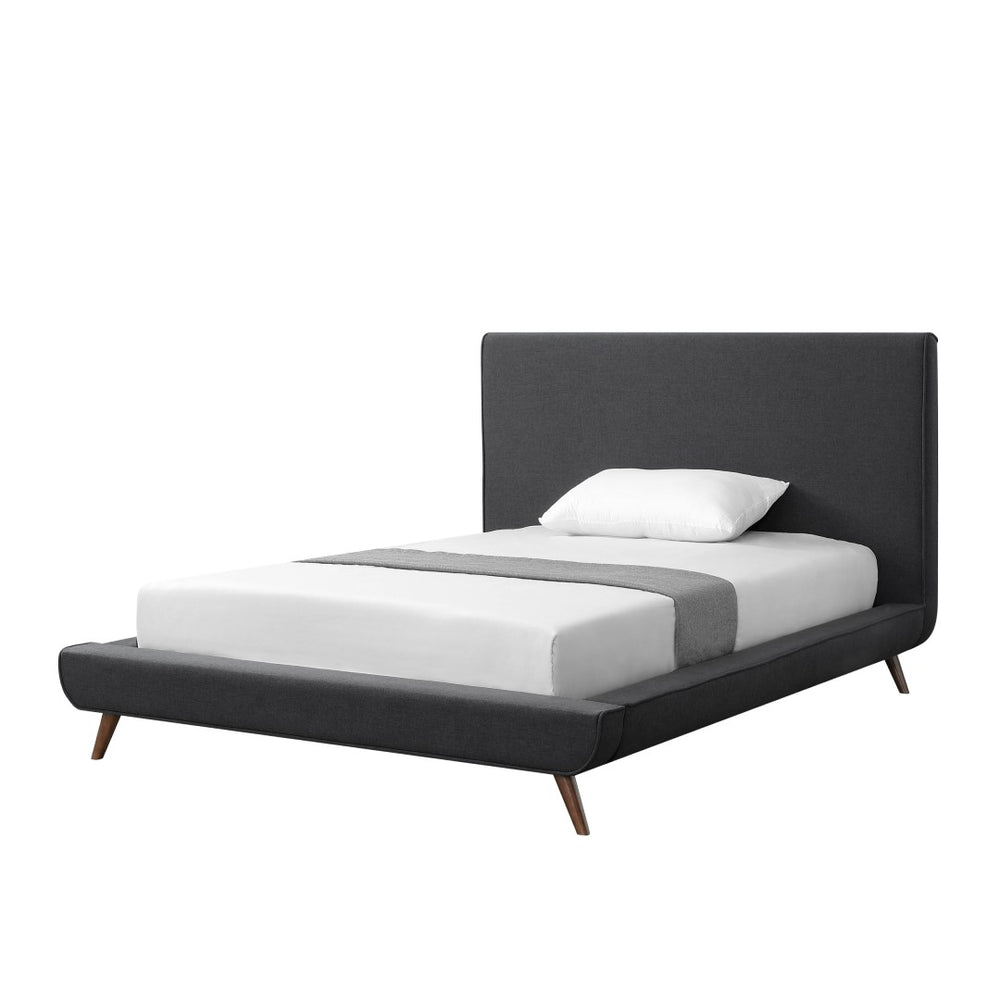 HomeRoots Charcoal Linen Upholstered Full Bed Frame – Stylish, Durable Design for Ultimate Comfort & Support 544939