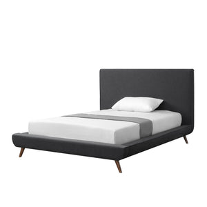HomeRoots Charcoal Linen Upholstered Full Bed Frame – Stylish, Durable Design for Ultimate Comfort & Support 544939