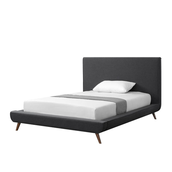 HomeRoots Charcoal Linen Upholstered Full Bed Frame – Stylish, Durable Design for Ultimate Comfort & Support 544939