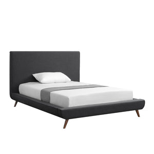 HomeRoots Charcoal Linen Upholstered Full Bed Frame – Stylish, Durable Design for Ultimate Comfort & Support 544939