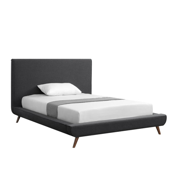 HomeRoots Charcoal Linen Upholstered Full Bed Frame – Stylish, Durable Design for Ultimate Comfort & Support 544939