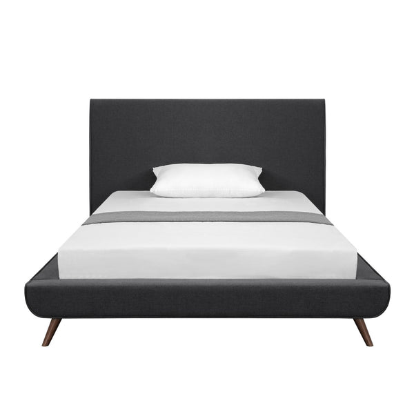 HomeRoots Charcoal Linen Upholstered Full Bed Frame – Stylish, Durable Design for Ultimate Comfort & Support 544939