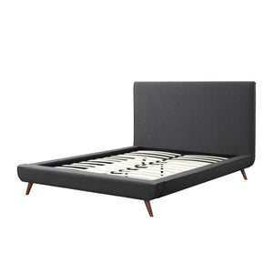 HomeRoots Charcoal Linen Upholstered Full Bed Frame – Stylish, Durable Design for Ultimate Comfort & Support 544939