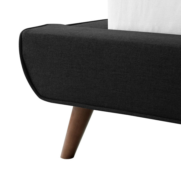 HomeRoots Charcoal Linen Upholstered Full Bed Frame – Stylish, Durable Design for Ultimate Comfort & Support 544939