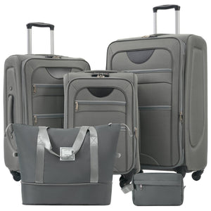 English Elm Softside Expandable Spinner Luggage Set with Tsa Lock Duffel Polyester Travel Grey N732P201004A