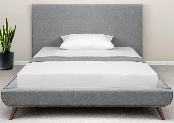 Homeroots Gray Solid Wood Full Upholstered Linen Bed Grey Linen 544941