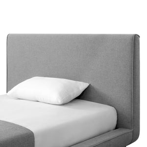 Homeroots Gray Solid Wood Full Upholstered Linen Bed Grey Linen 544941