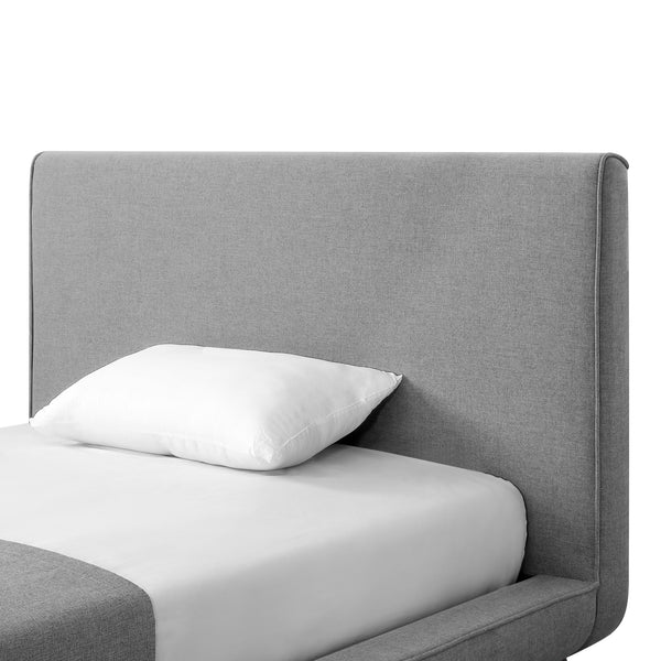 Homeroots Gray Solid Wood Full Upholstered Linen Bed Grey Linen 544941