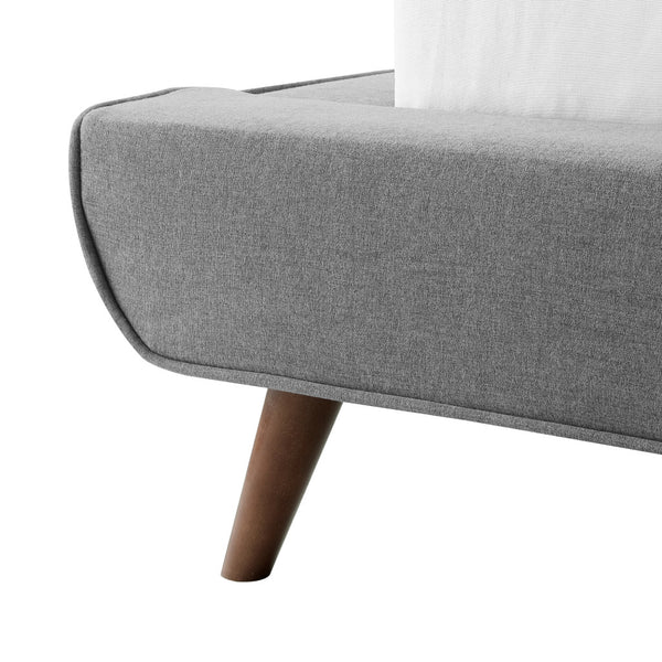 Homeroots Gray Solid Wood Full Upholstered Linen Bed Grey Linen 544941