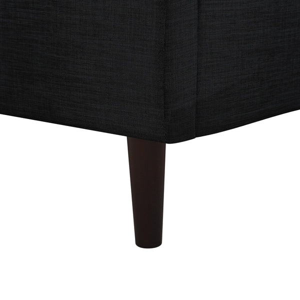 HomeRoots Charcoal Linen Upholstered Full Bed Frame - Cozy Nailhead Trim, Durable Eucalyptus, Stylish Design 544943