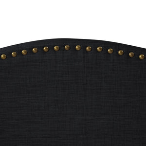 HomeRoots Charcoal Linen Upholstered Full Bed Frame - Cozy Nailhead Trim, Durable Eucalyptus, Stylish Design 544943