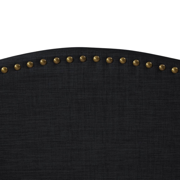 HomeRoots Charcoal Linen Upholstered Full Bed Frame - Cozy Nailhead Trim, Durable Eucalyptus, Stylish Design 544943
