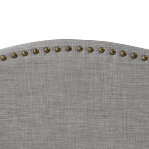 HomeRoots Gray Linen Upholstered Full Bed Frame with Nailhead Trim - Elegant Style, Comfort, and Durability 544945