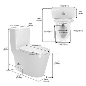English Elm 1.1/1.6 Gpf Skirted One-piece Elongated Ceramic Toilet with Soft Close Seat Watersense B2724P246932
