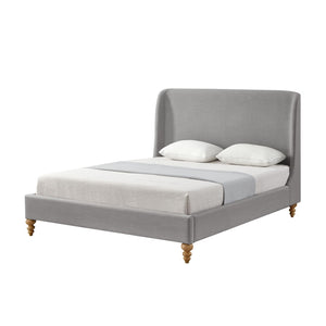 HomeRoots Gray Linen Upholstered King Bed Frame – Modern Design, Durable Poplar Structure, Padded Comfort & Style 544950