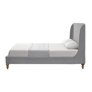 HomeRoots Gray Linen Upholstered King Bed Frame – Modern Design, Durable Poplar Structure, Padded Comfort & Style 544950