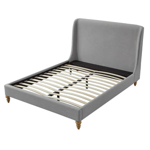 HomeRoots Gray Linen Upholstered King Bed Frame – Modern Design, Durable Poplar Structure, Padded Comfort & Style 544950