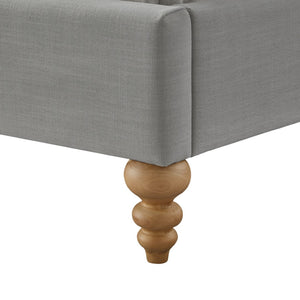HomeRoots Gray Linen Upholstered King Bed Frame – Modern Design, Durable Poplar Structure, Padded Comfort & Style 544950