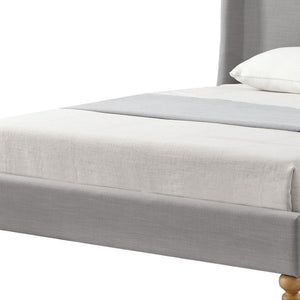 HomeRoots Gray Linen Upholstered King Bed Frame – Modern Design, Durable Poplar Structure, Padded Comfort & Style 544950