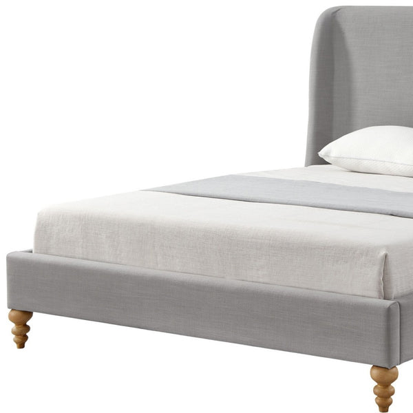 HomeRoots Gray Linen Upholstered King Bed Frame – Modern Design, Durable Poplar Structure, Padded Comfort & Style 544950