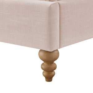 Homeroots Pink Solid Wood King Upholstered Linen Bed Pink Linen 544951