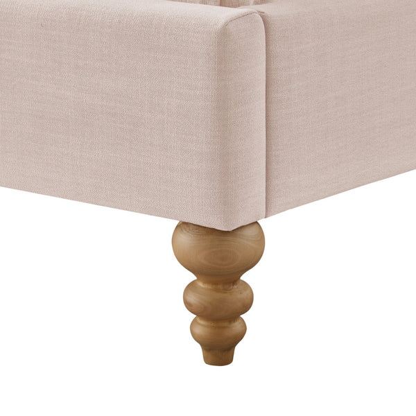 Homeroots Pink Solid Wood King Upholstered Linen Bed Pink Linen 544951