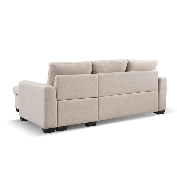 Homeroots 92" Beige Polyester Blend Convertible Futon Sleeper Sofa With Black Legs   544956