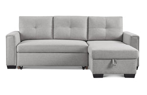 Homeroots 92" Light Gray Polyester Blend Convertible Futon Sleeper Sofa With Black Legs   544958