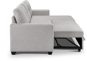 Homeroots 92" Light Gray Polyester Blend Convertible Futon Sleeper Sofa With Black Legs   544958