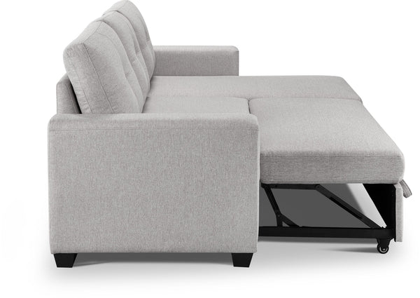 Homeroots 92" Light Gray Polyester Blend Convertible Futon Sleeper Sofa With Black Legs   544958