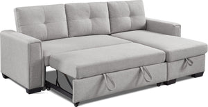 Homeroots 92" Light Gray Polyester Blend Convertible Futon Sleeper Sofa With Black Legs   544958