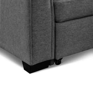 Homeroots 92" Dark Gray Polyester Blend Convertible Futon Sleeper Sofa With Black Legs   544959