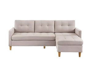 HomeRoots 87" Beige Polyester Blend Sofa with Ottoman - Modern Design, Family-Friendly & Versatile Comfort 544960