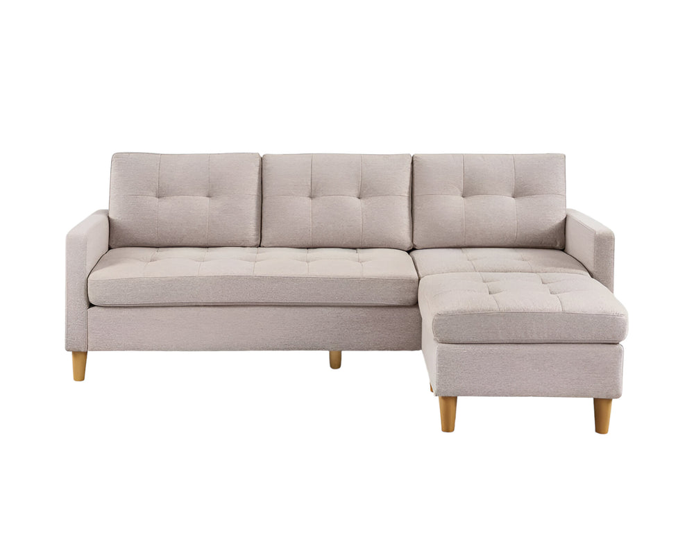 Homeroots 87" Beige Polyester Blend Sofa With Ottoman With Natural Legs   544960