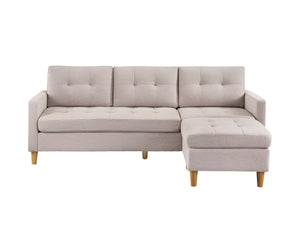 Homeroots 87" Beige Polyester Blend Sofa With Ottoman With Natural Legs   544960