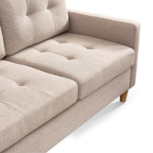 HomeRoots 87" Beige Polyester Blend Sofa with Ottoman - Modern Design, Family-Friendly & Versatile Comfort 544960