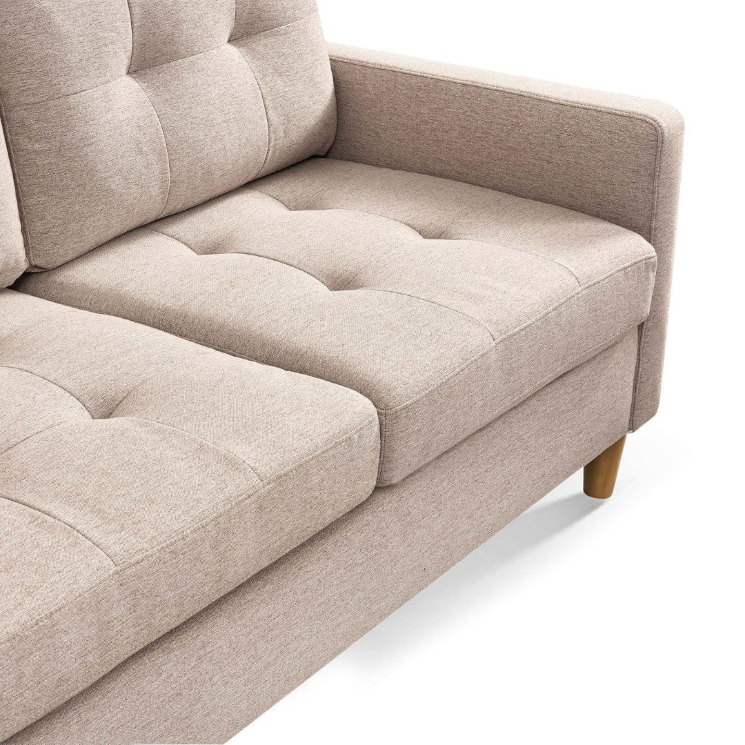 HomeRoots 87" Beige Polyester Blend Sofa with Ottoman - Modern Design, Family-Friendly & Versatile Comfort 544960