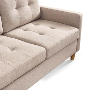Homeroots 87" Beige Polyester Blend Sofa With Ottoman With Natural Legs   544960