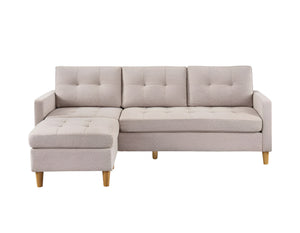 Homeroots 87" Beige Polyester Blend Sofa With Ottoman With Natural Legs   544960
