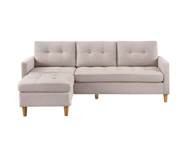Homeroots 87" Beige Polyester Blend Sofa With Ottoman With Natural Legs   544960