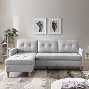 Homeroots 87" Light Gray Polyester Blend Sofa With Ottoman With Natural Legs   544961
