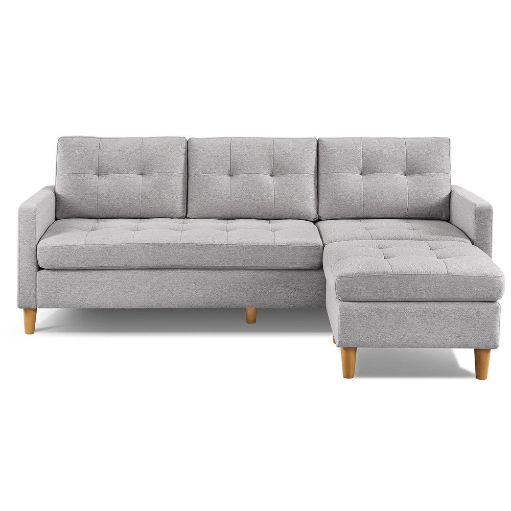 Homeroots 87" Light Gray Polyester Blend Sofa With Ottoman With Natural Legs   544961