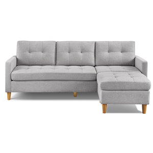 Homeroots 87" Light Gray Polyester Blend Sofa With Ottoman With Natural Legs   544961